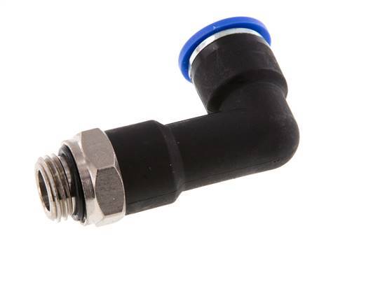 10mm x G1/4'' 90deg Elbow Push-in Fitting with Male Threads Brass/PA 66 NBR Long Body Rotatable [2 Pieces]