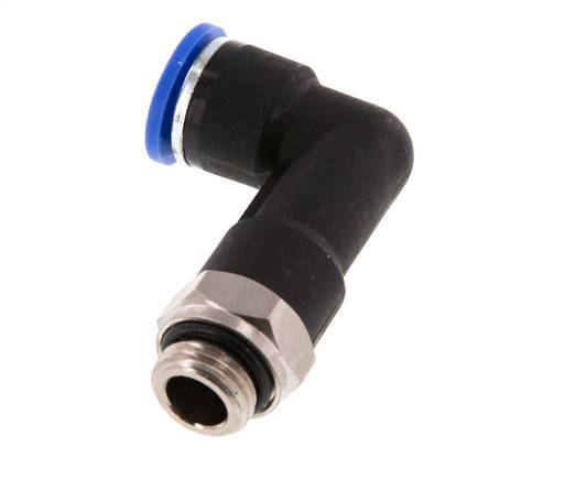10mm x G1/4'' 90deg Elbow Push-in Fitting with Male Threads Brass/PA 66 NBR Long Body Rotatable [2 Pieces]