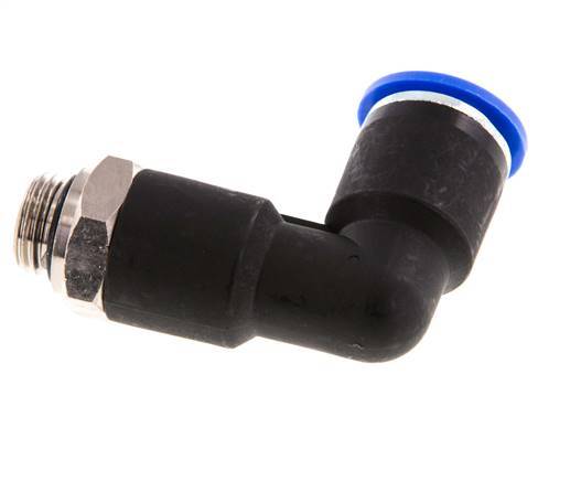 12mm x G1/4'' 90deg Elbow Push-in Fitting with Male Threads Brass/PA 66 NBR Long Body Rotatable [2 Pieces]