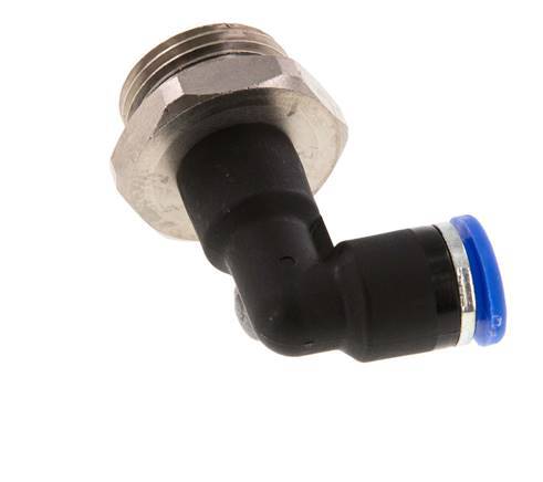 6mm x G3/8'' 90deg Elbow Push-in Fitting with Male Threads Brass/PA 66 NBR Long Body Rotatable [2 Pieces]