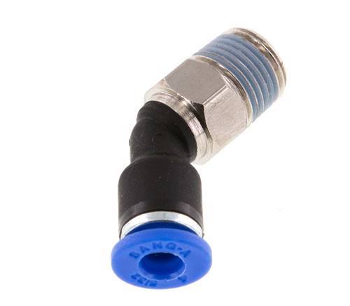 4mm x R1/8'' 45deg Elbow Push-in Fitting with Male Threads Brass/PA 66 NBR [2 Pieces]