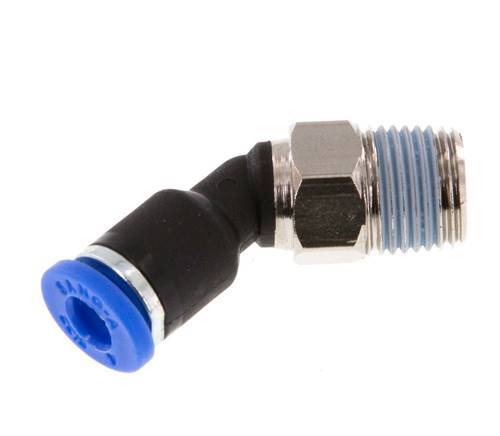 4mm x R1/8'' 45deg Elbow Push-in Fitting with Male Threads Brass/PA 66 NBR [2 Pieces]