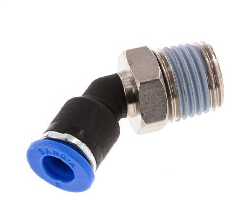 6mm x R1/4'' 45deg Elbow Push-in Fitting with Male Threads Brass/PA 66 NBR [2 Pieces]