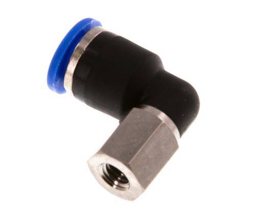 6mm x M 5 90deg Elbow Push-in Fitting with Female Threads Brass/PA 66 NBR Rotatable [2 Pieces]
