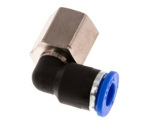 6mm x G1/8'' 90deg Elbow Push-in Fitting with Female Threads Brass/PA 66 NBR Rotatable [2 Pieces]