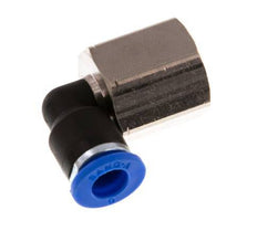 6mm x G1/4'' 90deg Elbow Push-in Fitting with Female Threads Brass/PA 66 NBR Rotatable [2 Pieces]