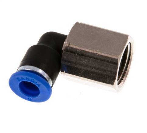 6mm x G1/4'' 90deg Elbow Push-in Fitting with Female Threads Brass/PA 66 NBR Rotatable [2 Pieces]