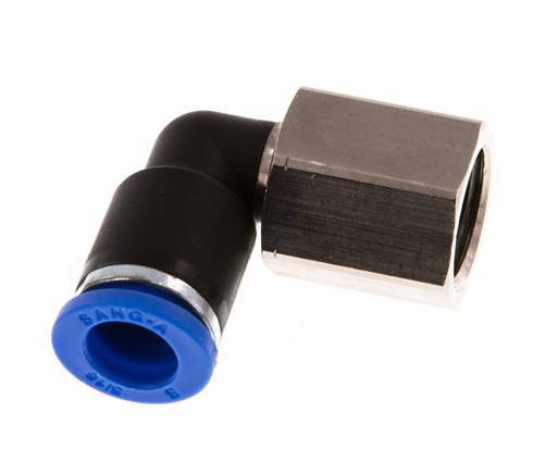 8mm x G1/4'' 90deg Elbow Push-in Fitting with Female Threads Brass/PA 66 NBR Rotatable [2 Pieces]