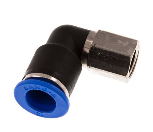 12mm x G1/4'' 90deg Elbow Push-in Fitting with Female Threads Brass/PA 66 NBR Rotatable