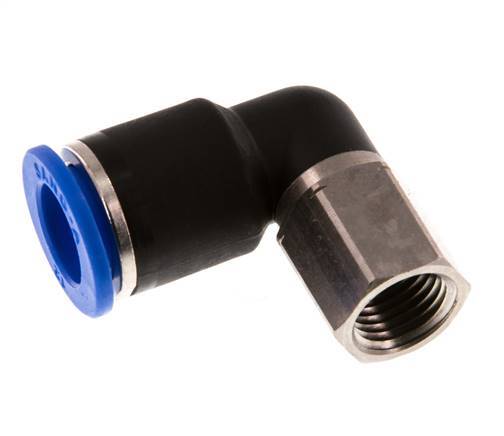 12mm x G1/4'' 90deg Elbow Push-in Fitting with Female Threads Brass/PA 66 NBR Rotatable