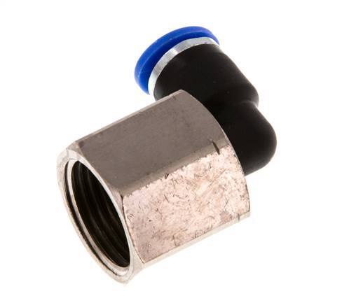 6mm x G3/8'' 90deg Elbow Push-in Fitting with Female Threads Brass/PA 66 NBR Rotatable [2 Pieces]