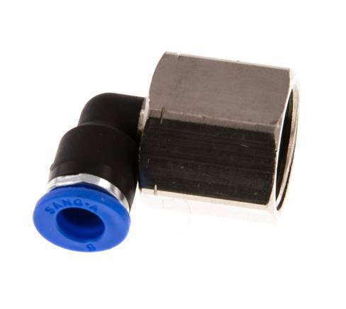 6mm x G3/8'' 90deg Elbow Push-in Fitting with Female Threads Brass/PA 66 NBR Rotatable [2 Pieces]