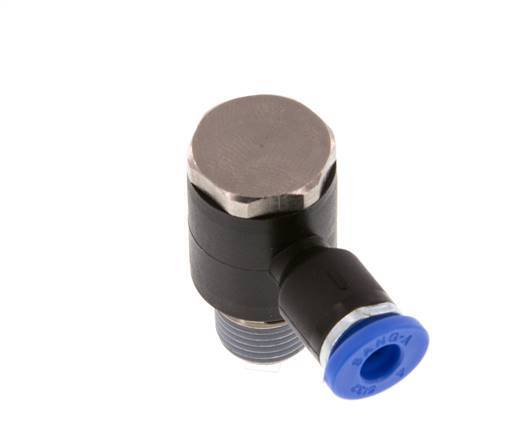 4mm x R1/8'' 90deg Elbow L-shape Push-in Fitting with Male Threads Brass/PA 66 NBR Rotatable [2 Pieces]