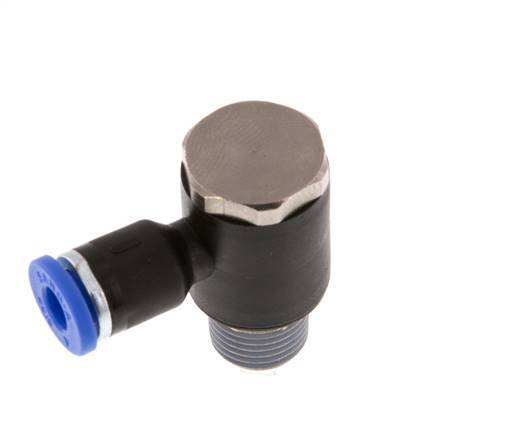 4mm x R1/8'' 90deg Elbow L-shape Push-in Fitting with Male Threads Brass/PA 66 NBR Rotatable [2 Pieces]