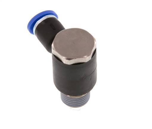 4mm x R1/8'' 90deg Elbow L-shape Push-in Fitting with Male Threads Brass/PA 66 NBR Rotatable [2 Pieces]