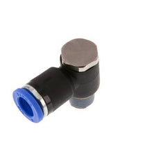 8mm x R1/8'' 90deg Elbow L-shape Push-in Fitting with Male Threads Brass/PA 66 NBR Rotatable [2 Pieces]