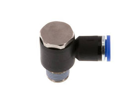 8mm x R1/4'' 90deg Elbow L-shape Push-in Fitting with Male Threads Brass/PA 66 NBR Rotatable [2 Pieces]