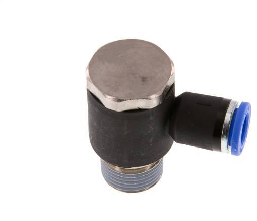 8mm x R3/8'' 90deg Elbow L-shape Push-in Fitting with Male Threads Brass/PA 66 NBR Rotatable [2 Pieces]