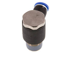 8mm x R3/8'' 90deg Elbow L-shape Push-in Fitting with Male Threads Brass/PA 66 NBR Rotatable [2 Pieces]