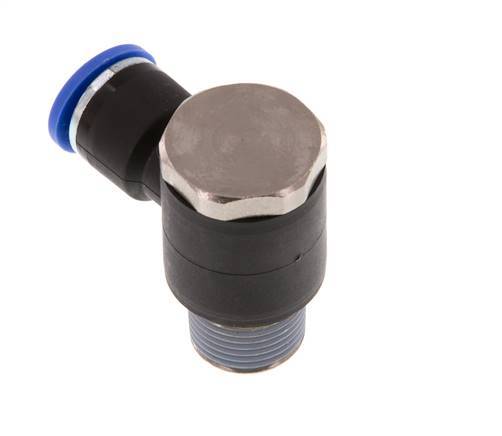 10mm x R3/8'' 90deg Elbow L-shape Push-in Fitting with Male Threads Brass/PA 66 NBR Rotatable