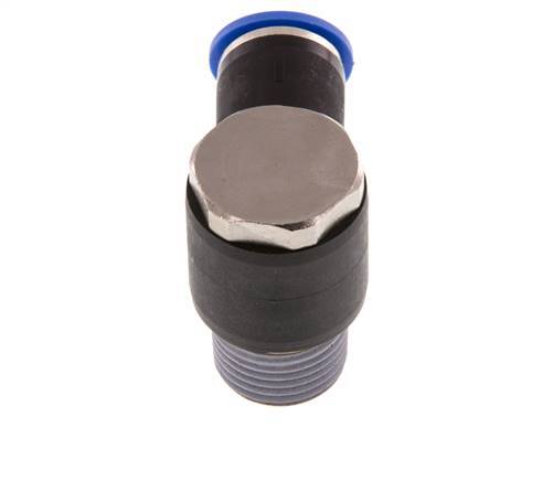 12mm x R1/2'' 90deg Elbow L-shape Push-in Fitting with Male Threads Brass/PA 66 NBR Rotatable