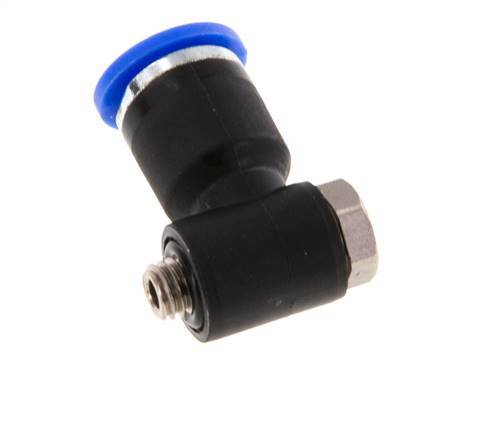 6mm x M 5 90deg Elbow L-shape Push-in Fitting with Male Threads Brass/PA 66 NBR Rotatable [2 Pieces]