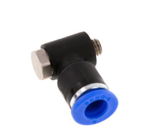 6mm x M 5 90deg Elbow L-shape Push-in Fitting with Male Threads Brass/PA 66 NBR Rotatable [2 Pieces]