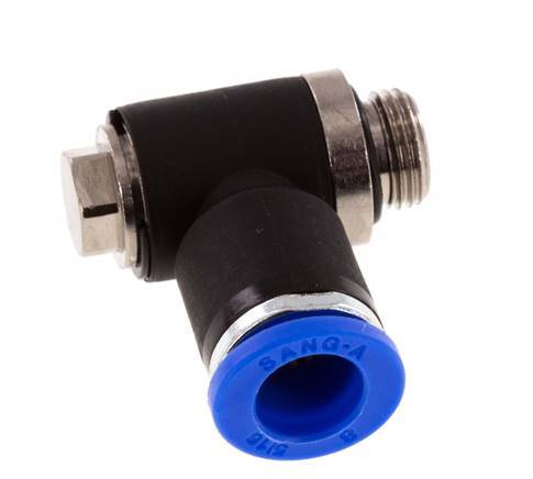 8mm x G1/8'' 90deg Elbow L-shape Push-in Fitting with Male Threads Brass/PA 66 NBR Rotatable [2 Pieces]