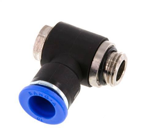 10mm x G1/4'' 90deg Elbow L-shape Push-in Fitting with Male Threads Brass/PA 66 NBR Rotatable [2 Pieces]