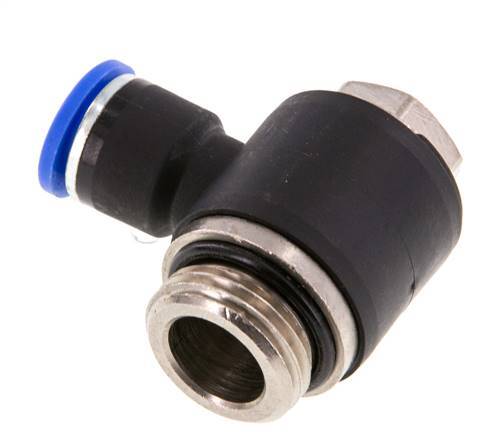 10mm x G1/2'' 90deg Elbow L-shape Push-in Fitting with Male Threads Brass/PA 66 NBR Rotatable