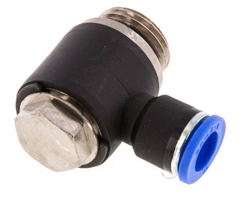 10mm x G1/2'' 90deg Elbow L-shape Push-in Fitting with Male Threads Brass/PA 66 NBR Rotatable