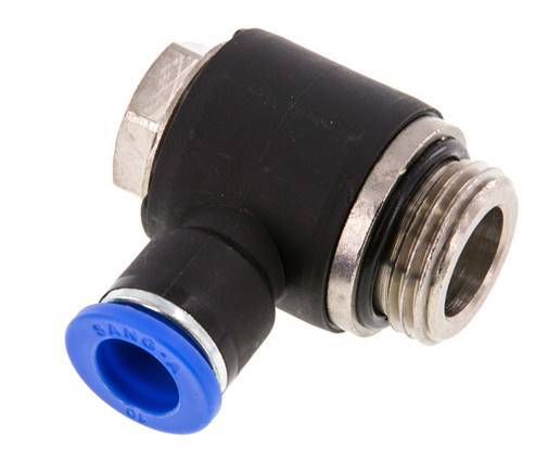 10mm x G1/2'' 90deg Elbow L-shape Push-in Fitting with Male Threads Brass/PA 66 NBR Rotatable