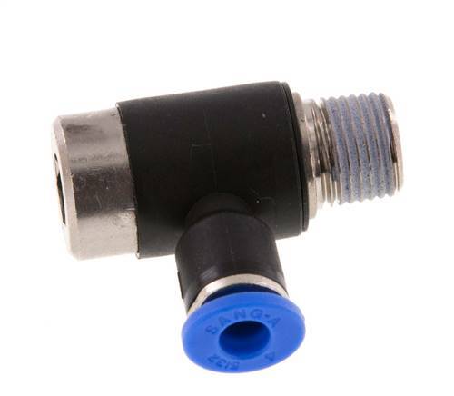 4mm x R1/8'' 90deg Elbow L-shape Push-in Fitting with Male Threads Brass/PA 66 NBR Inner Hexagon Rotatable [2 Pieces]