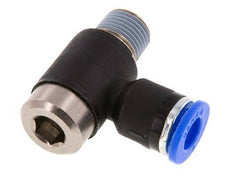 6mm x R1/8'' 90deg Elbow L-shape Push-in Fitting with Male Threads Brass/PA 66 NBR Inner Hexagon Rotatable [2 Pieces]