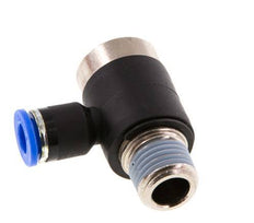 6mm x R1/4'' 90deg Elbow L-shape Push-in Fitting with Male Threads Brass/PA 66 NBR Inner Hexagon Rotatable [2 Pieces]