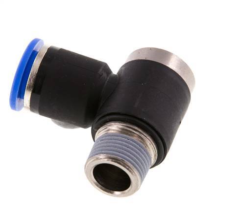 12mm x R3/8'' 90deg Elbow L-shape Push-in Fitting with Male Threads Brass/PA 66 NBR Inner Hexagon Rotatable