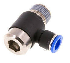 10mm x R1/2'' 90deg Elbow L-shape Push-in Fitting with Male Threads Brass/PA 66 NBR Inner Hexagon Rotatable