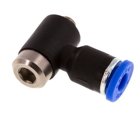 4mm x M 5 90deg Elbow L-shape Push-in Fitting with Male Threads Brass/PA 66 NBR Inner Hexagon Rotatable [2 Pieces]