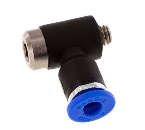 4mm x M 5 90deg Elbow L-shape Push-in Fitting with Male Threads Brass/PA 66 NBR Inner Hexagon Rotatable [2 Pieces]