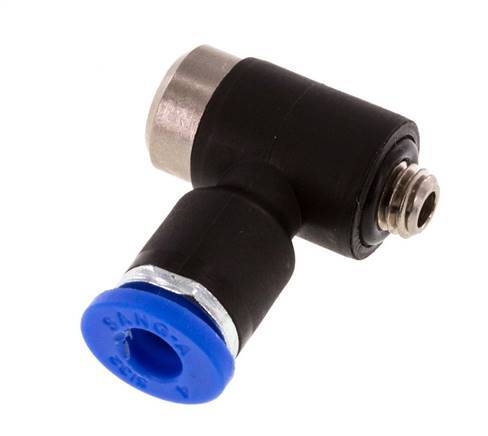 4mm x M 5 90deg Elbow L-shape Push-in Fitting with Male Threads Brass/PA 66 NBR Inner Hexagon Rotatable [2 Pieces]