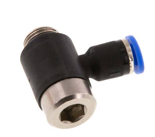 4mm x G1/8'' 90deg Elbow L-shape Push-in Fitting with Male Threads Brass/PA 66 NBR Inner Hexagon Rotatable [2 Pieces]