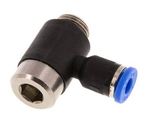 4mm x G1/8'' 90deg Elbow L-shape Push-in Fitting with Male Threads Brass/PA 66 NBR Inner Hexagon Rotatable [2 Pieces]