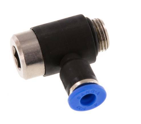 4mm x G1/8'' 90deg Elbow L-shape Push-in Fitting with Male Threads Brass/PA 66 NBR Inner Hexagon Rotatable [2 Pieces]