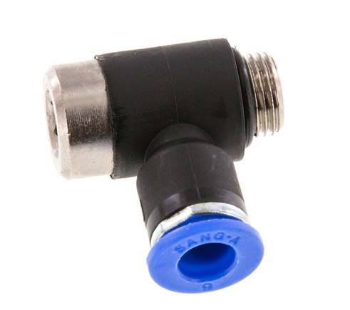 6mm x G1/8'' 90deg Elbow L-shape Push-in Fitting with Male Threads Brass/PA 66 NBR Inner Hexagon Rotatable [2 Pieces]