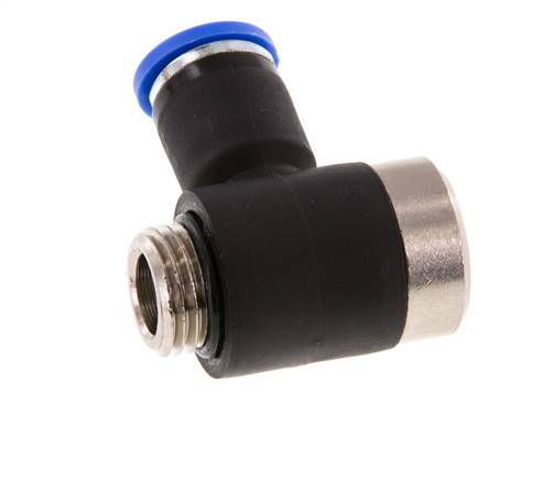 8mm x G1/4'' 90deg Elbow L-shape Push-in Fitting with Male Threads Brass/PA 66 NBR Inner Hexagon Rotatable [2 Pieces]