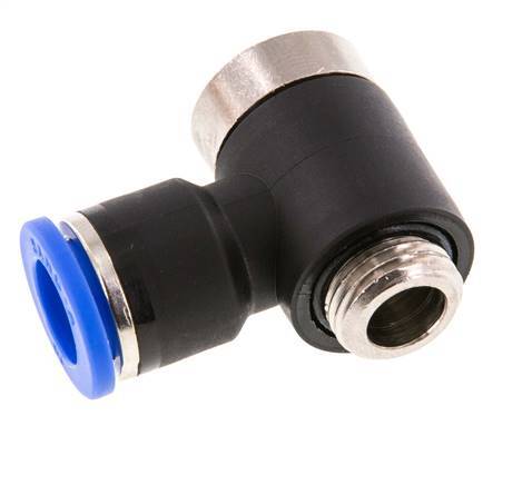 10mm x G1/4'' 90deg Elbow L-shape Push-in Fitting with Male Threads Brass/PA 66 NBR Inner Hexagon Rotatable