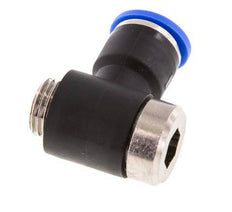 10mm x G1/4'' 90deg Elbow L-shape Push-in Fitting with Male Threads Brass/PA 66 NBR Inner Hexagon Rotatable