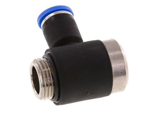 8mm x G3/8'' 90deg Elbow L-shape Push-in Fitting with Male Threads Brass/PA 66 NBR Inner Hexagon Rotatable