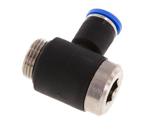 8mm x G3/8'' 90deg Elbow L-shape Push-in Fitting with Male Threads Brass/PA 66 NBR Inner Hexagon Rotatable