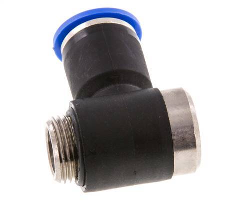 12mm x G3/8'' 90deg Elbow L-shape Push-in Fitting with Male Threads Brass/PA 66 NBR Inner Hexagon Rotatable